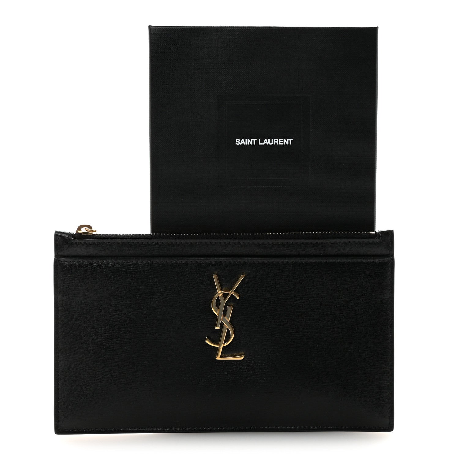 Saint Laurent Smooth Calfskin Monogram Zip Bill Pouch Black 8 of 8