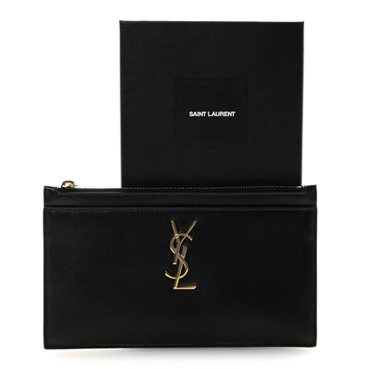 Saint Laurent Smooth Calfskin Monogram Zip Bill Pouch Black 8 of 8