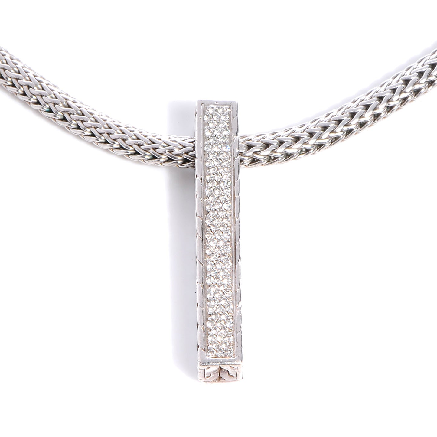 Sterling Silver Pave Diamond Choker Necklace