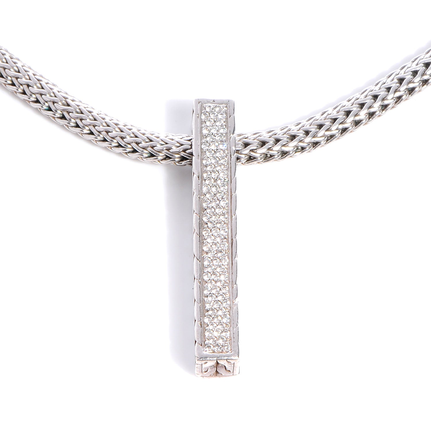 John Hardy Sterling Silver Pave Diamond Choker Necklace 4 of 6