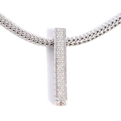 John Hardy Sterling Silver Pave Diamond Choker Necklace 4 of 6