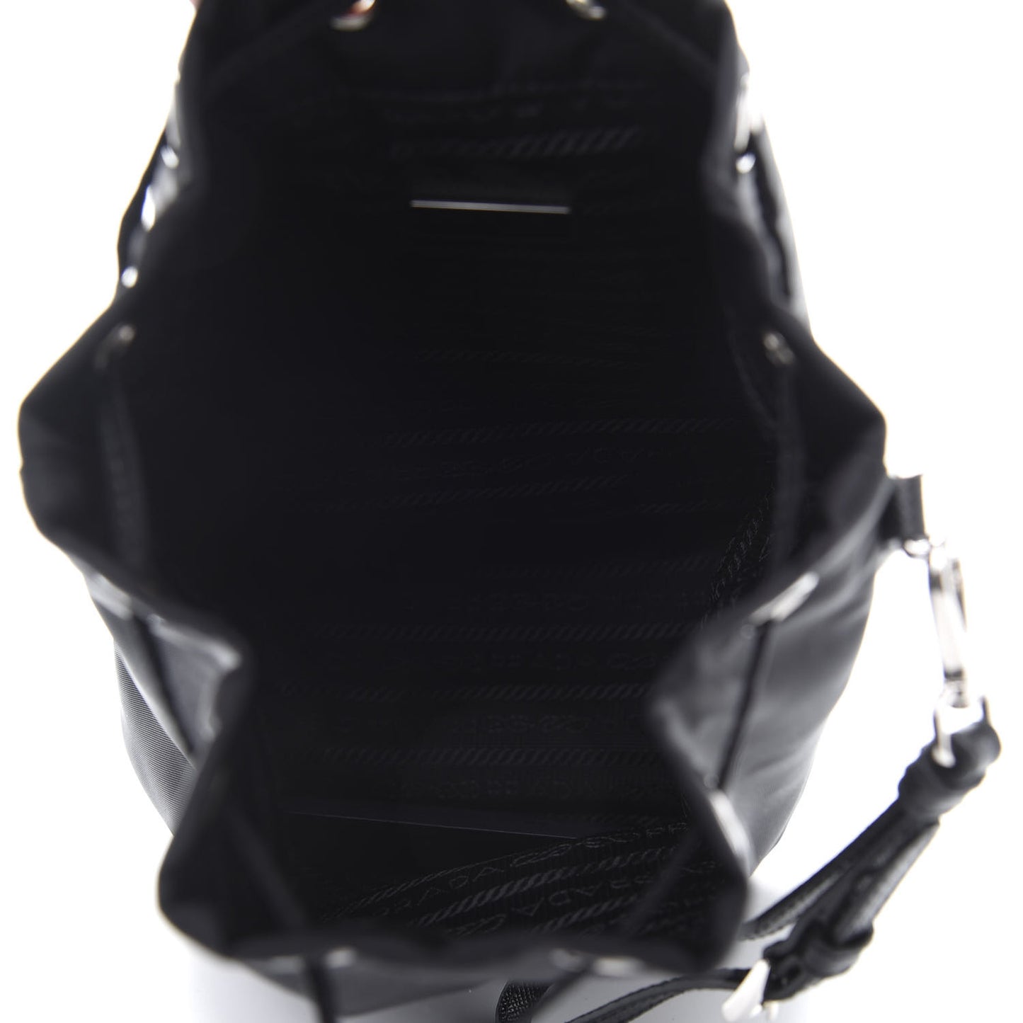 Saffiano Tessuto Nylon Vela Bucket Wristlet Black