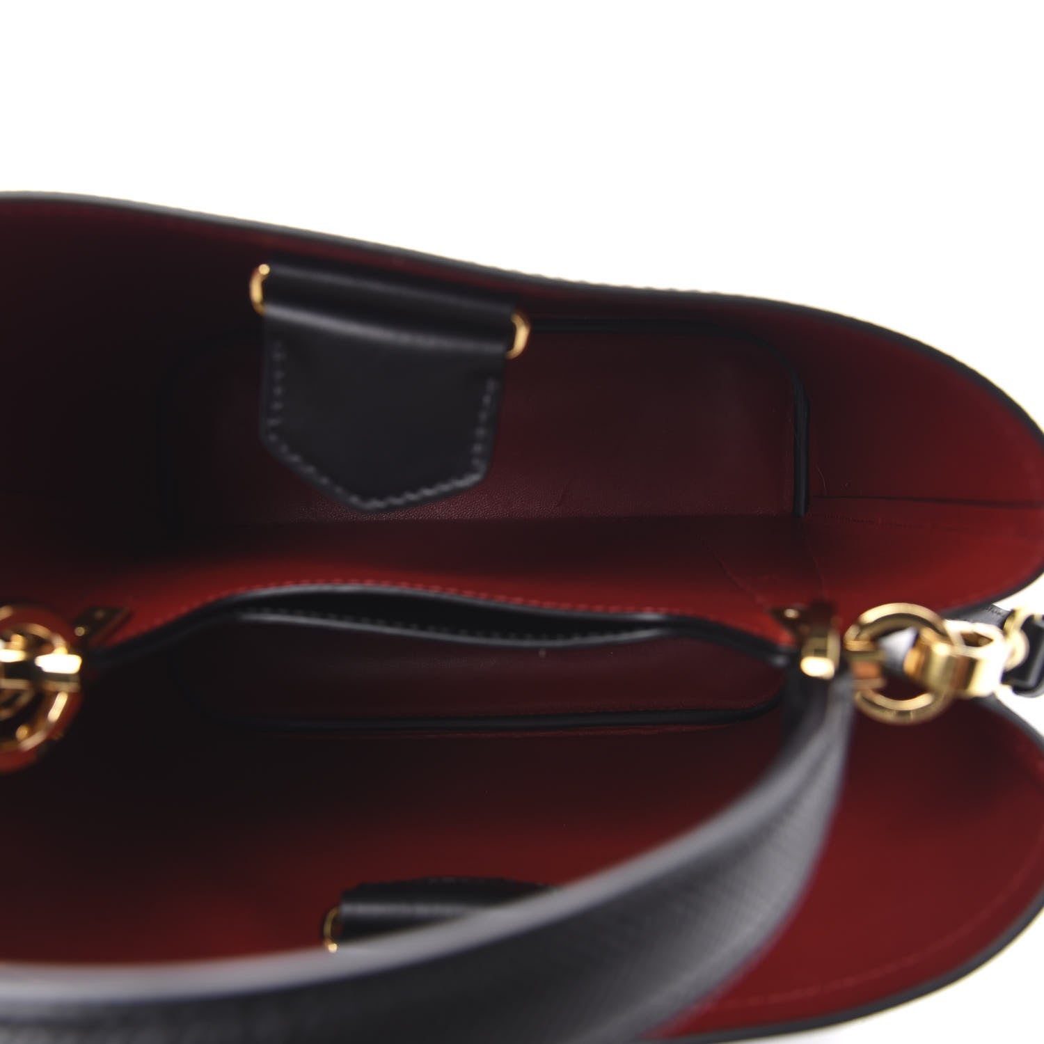 Prada Saffiano Cuir Medium Panier Bucket Bag Black Fuoco 6 of 10