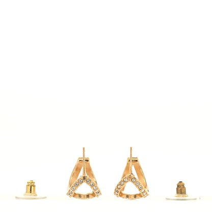 Chanel Crystal Strass CC Double Hoop Earrings Gold 3 of 4