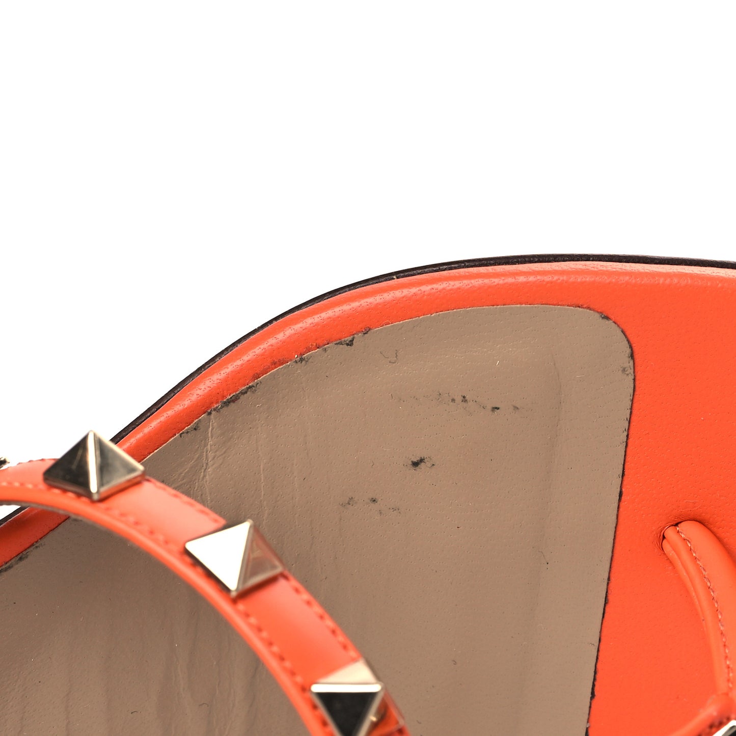 Calfskin Rockstud 50mm Flip Flop Thong Sandals 41 Orange Zest