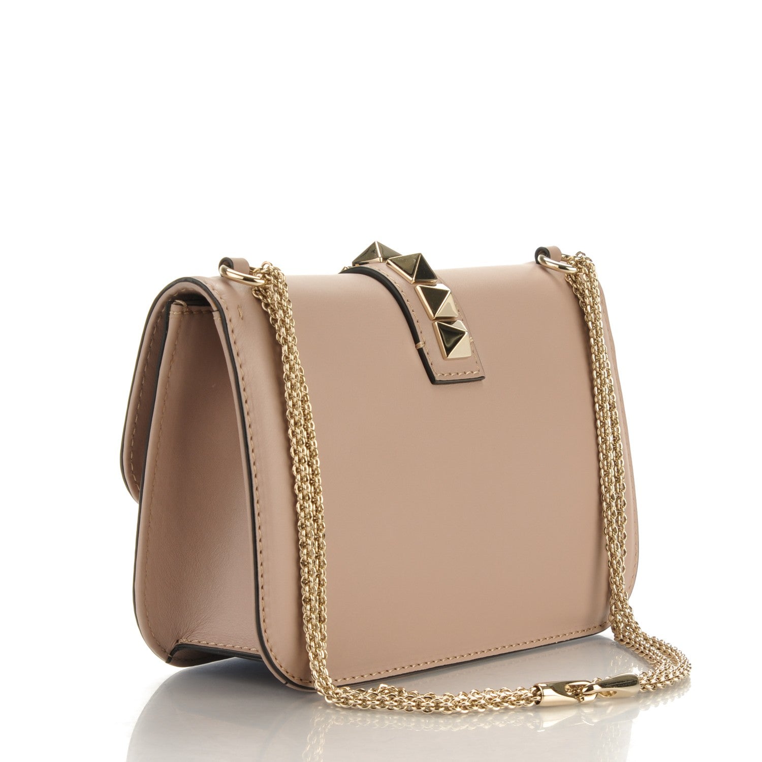 Valentino Garavani Vitello Medium Glam Lock Rockstud Flap Poudre 3 of 7