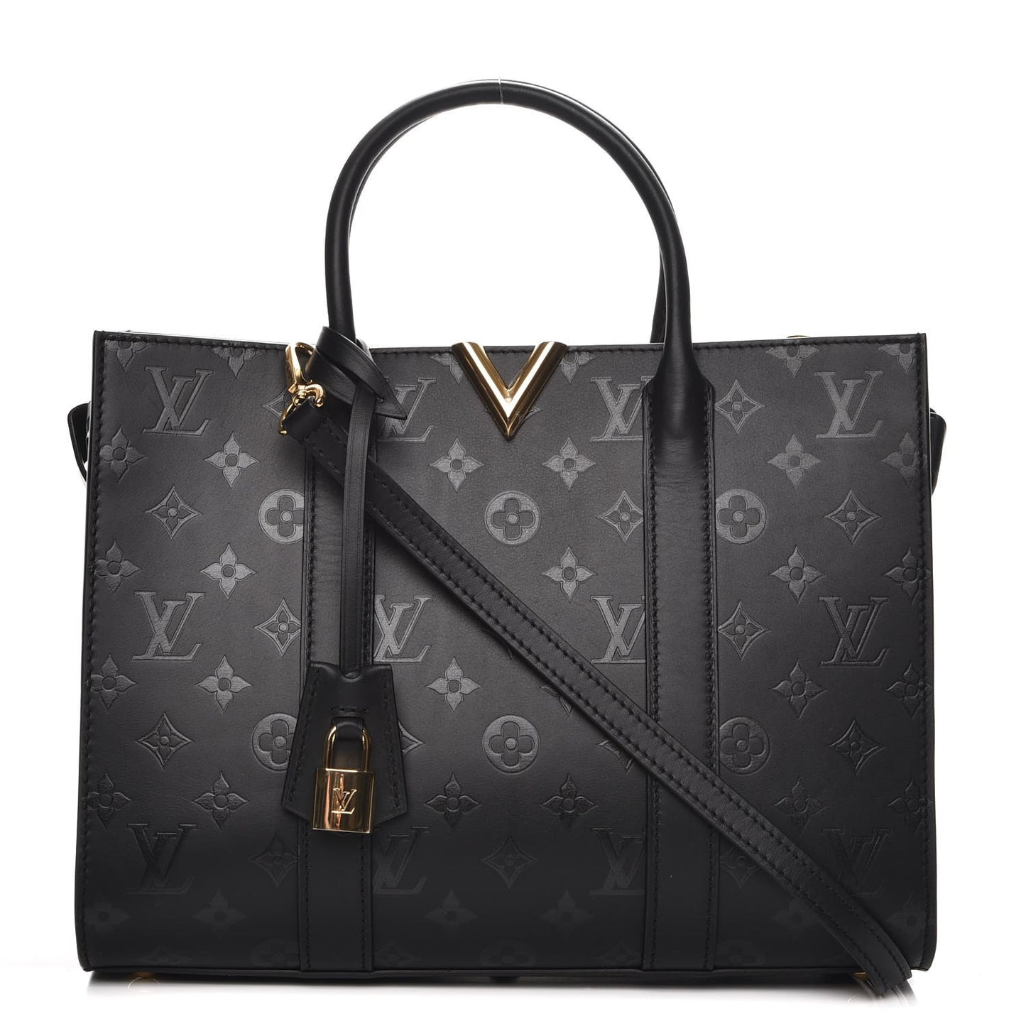 Monogram Cuir Plume Very Tote MM Black