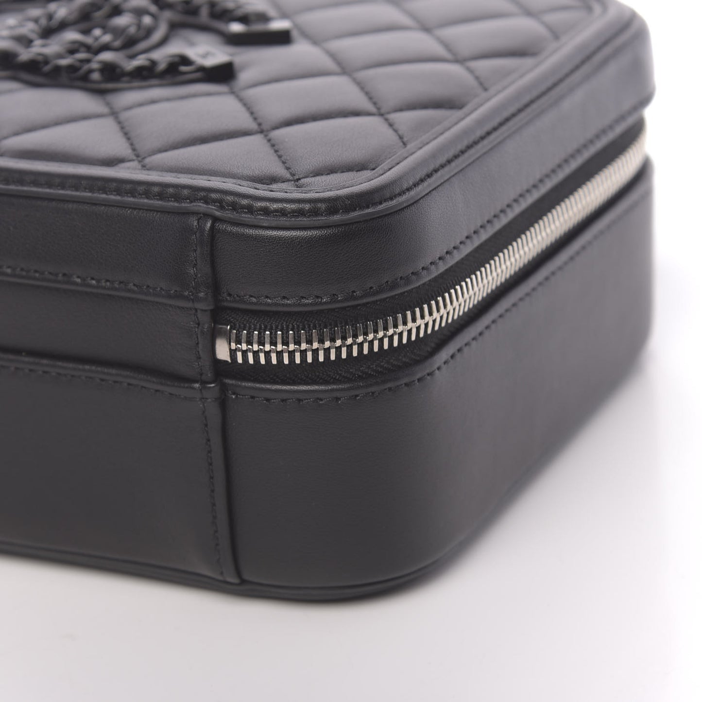 Calfskin Quilted Medium CC Filigree Vanity Case Black