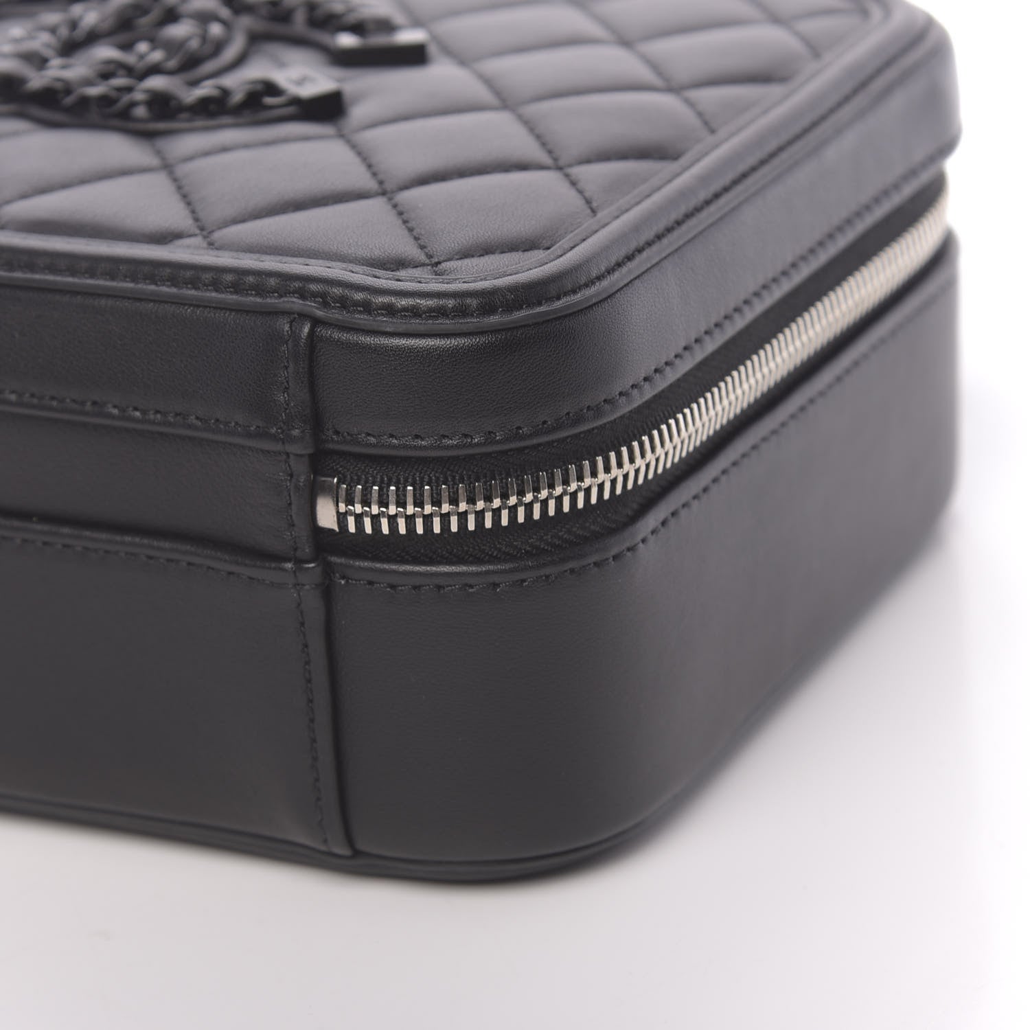 Chanel Calfskin Quilted Medium CC Filigree Vanity Case Black 11 of 12