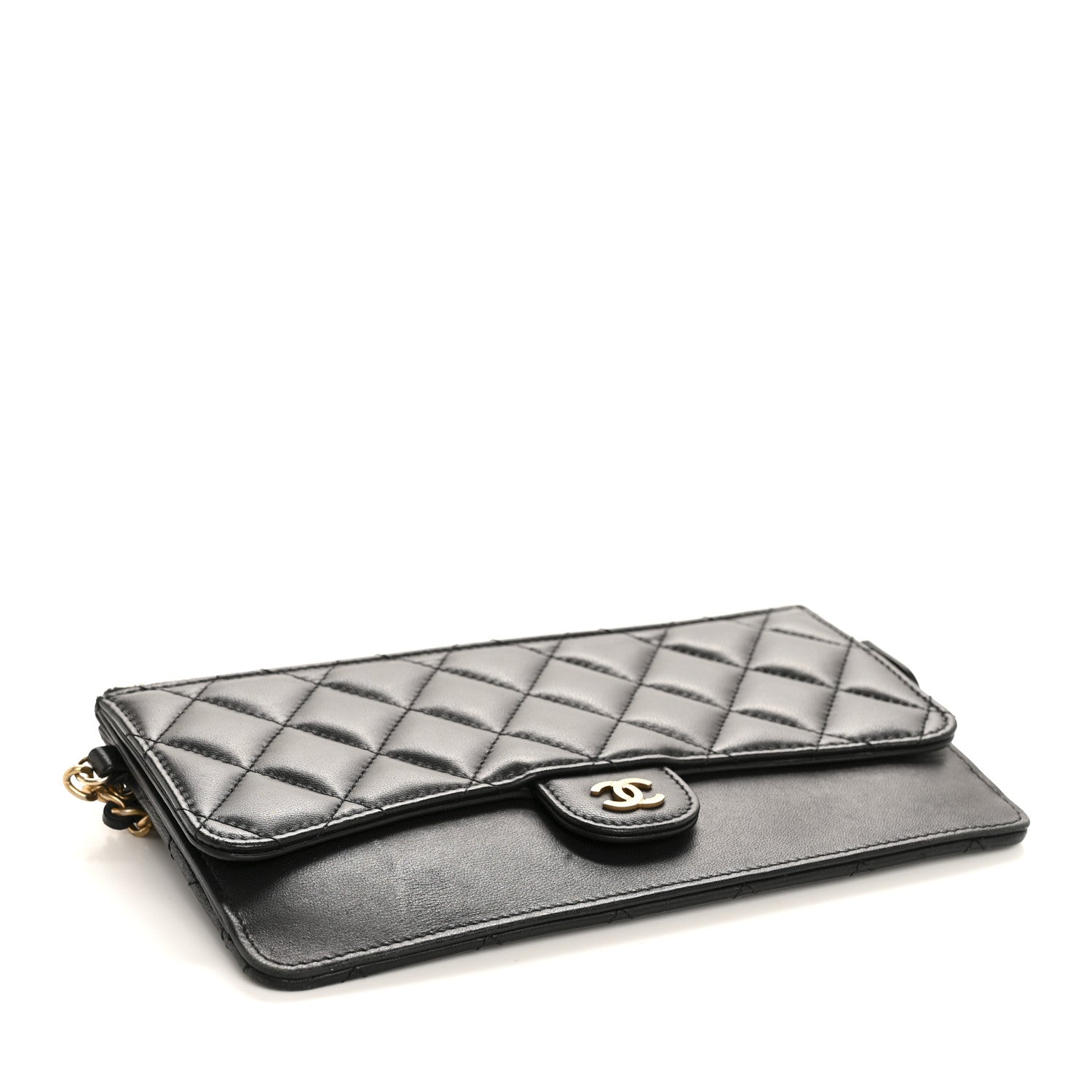 Chanel Lambskin Quilted Classic Pouch With Handle Black 4 of 7