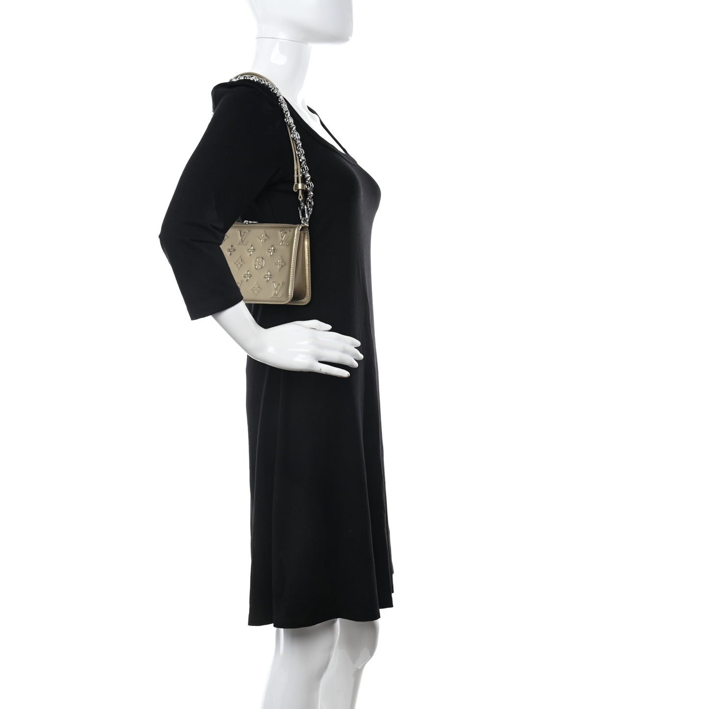 Calfskin Debossed Monogram Lexington Pochette Light Gold