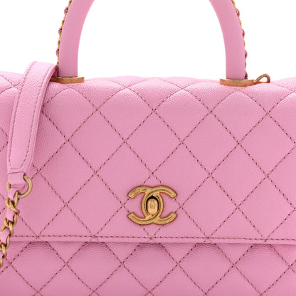 Chanel Caviar Quilted Mini Coco Chain Handle Flap Pink 8 of 10