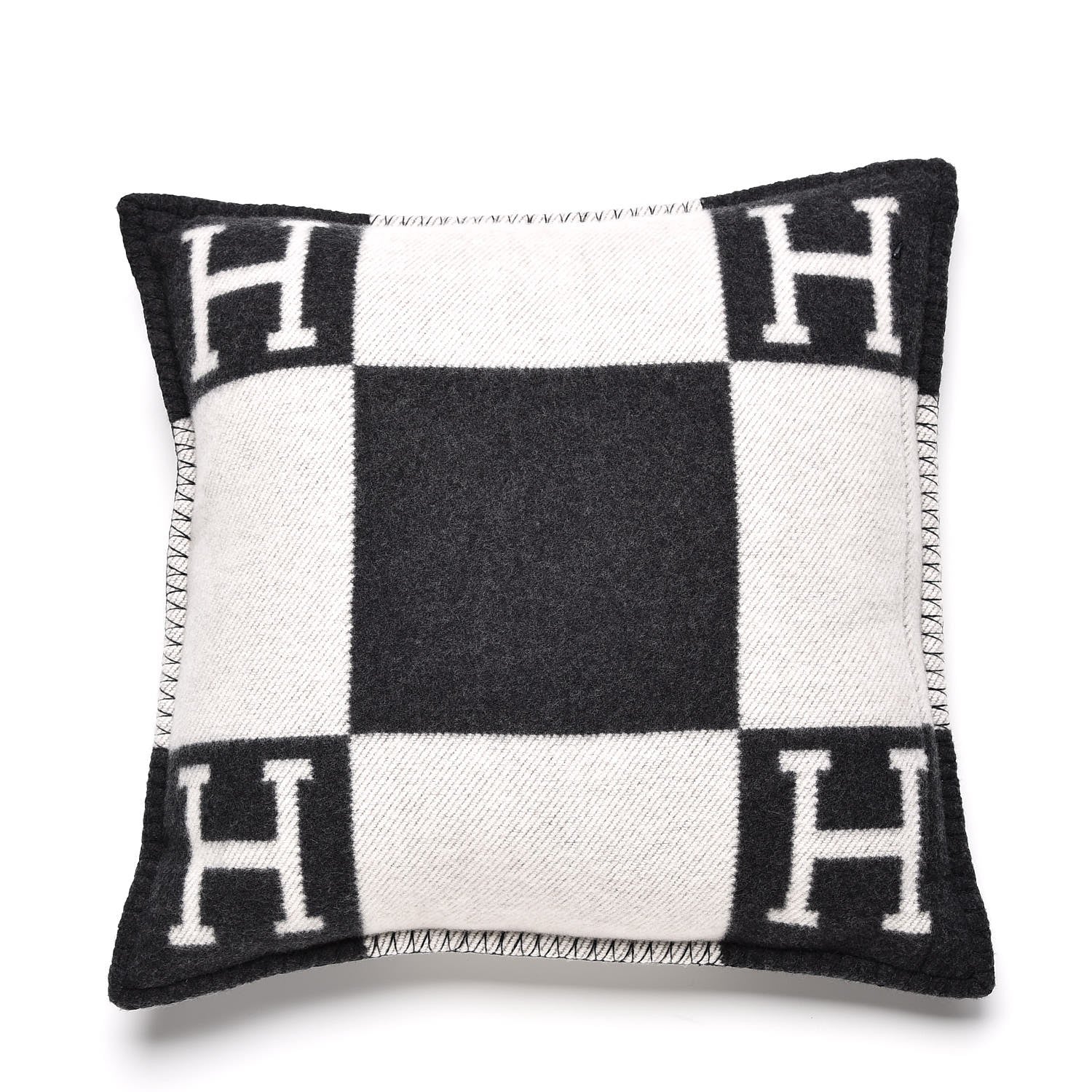 Hermes Wool Cashmere Avalon Pillow PM Ecru Gris Fonce 3 of 6