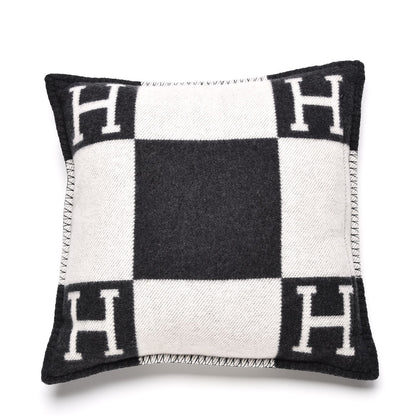 Hermes Wool Cashmere Avalon Pillow PM Ecru Gris Fonce 3 of 6