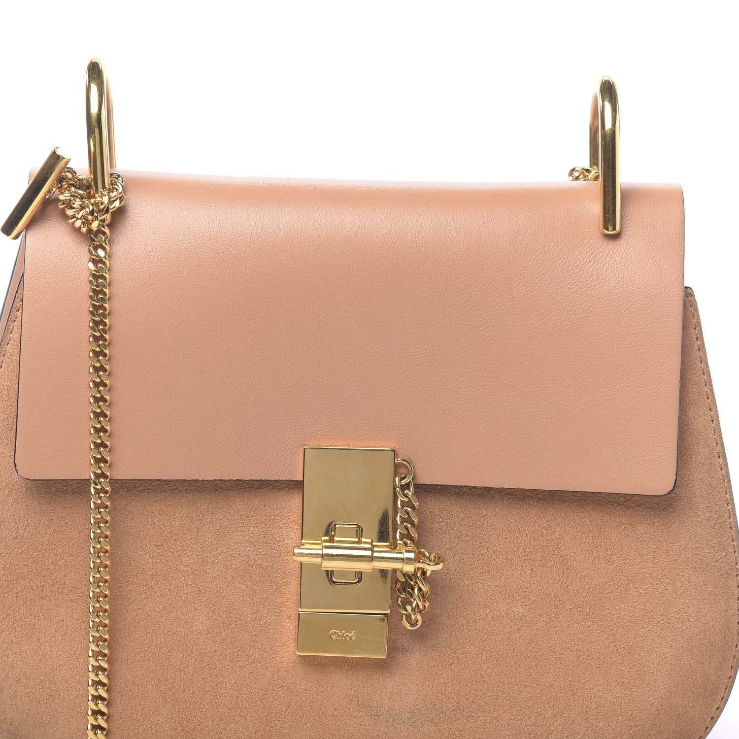 Chloe Suede Smooth Calfskin Drew Shoulder Bag Blushy Pink 10 of 12