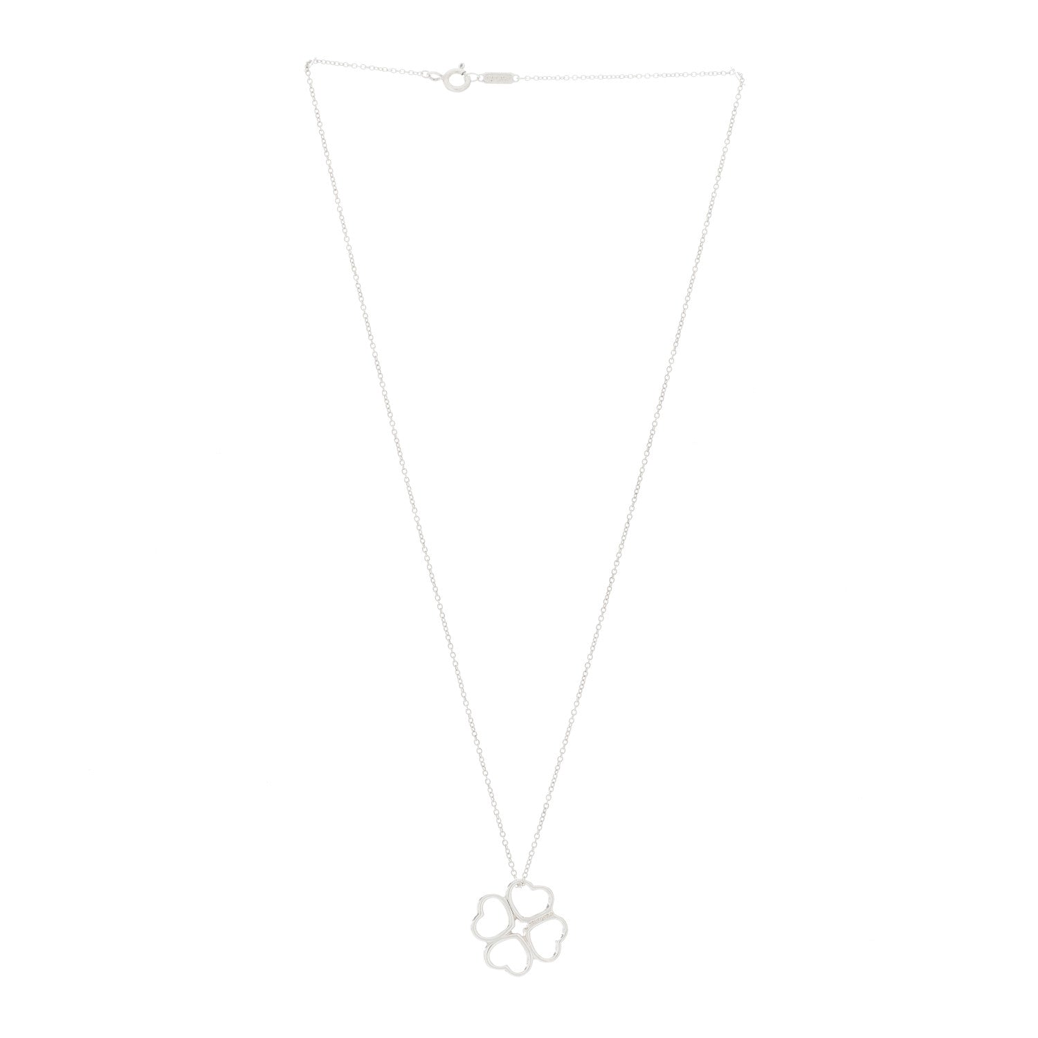 Tiffany Sterling Silver Four Hearts Clover Pendant Necklace 2 of 5