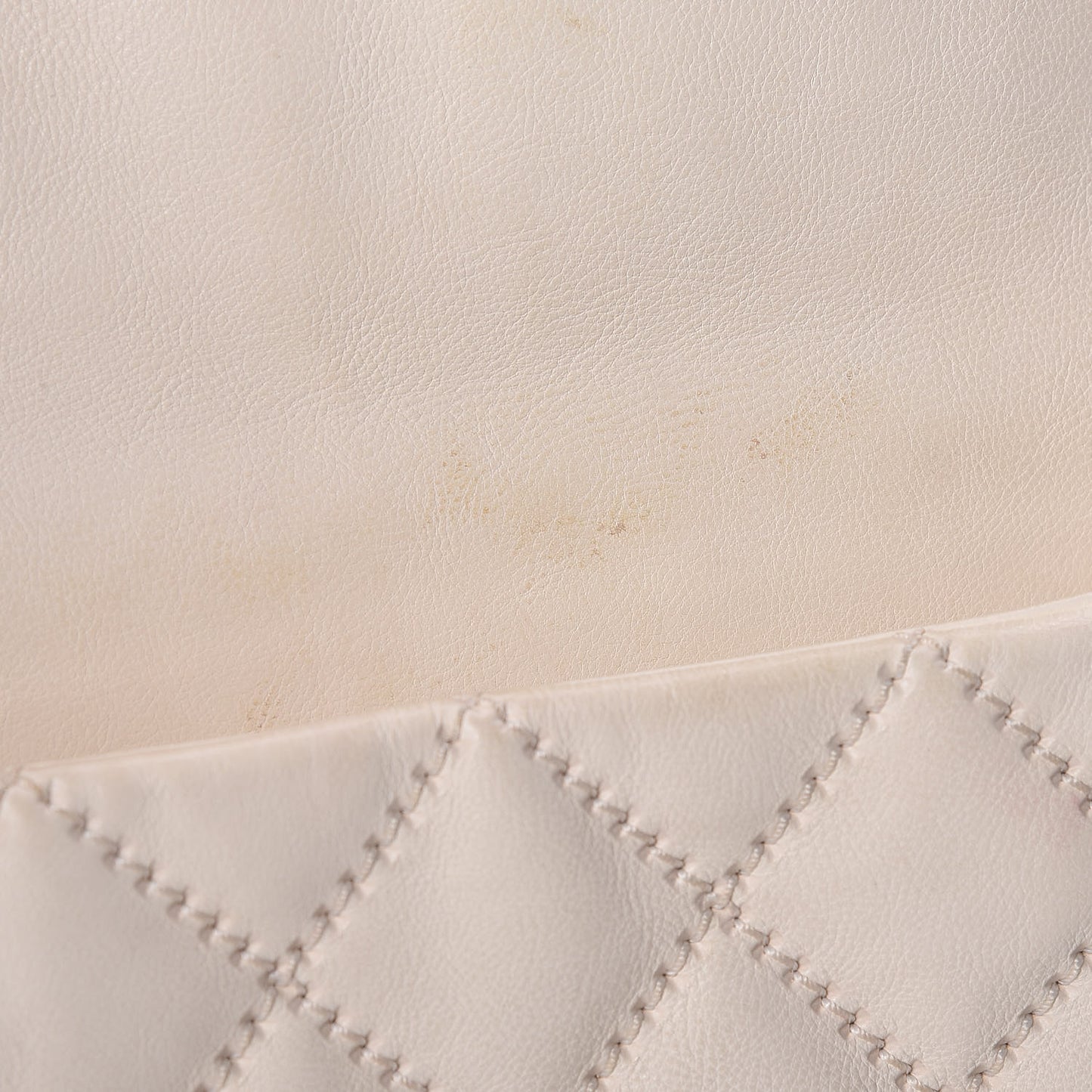 Calfskin Quilted Retro Chain Flap Beige