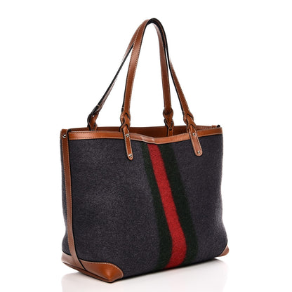 Gucci Felt Medium Web Craft Tote Grey 4 of 15