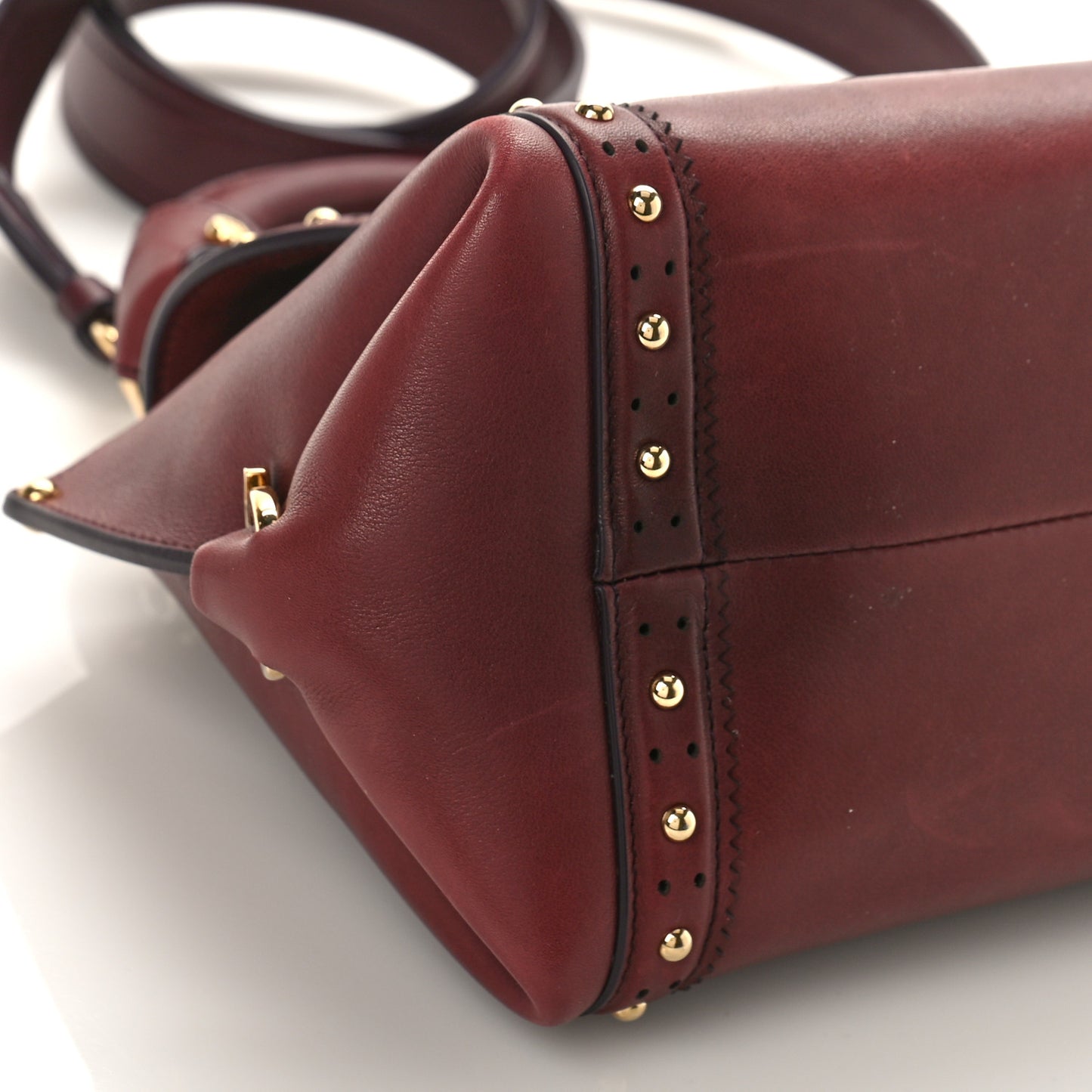 Calfskin Studded Sofia Satchel Burgundy