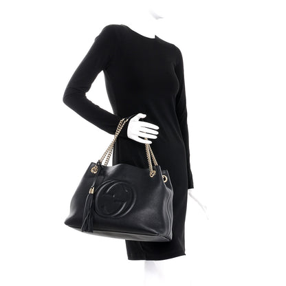 Gucci Pebbled Calfskin Medium Soho Chain Shoulder Bag Black 2 of 12