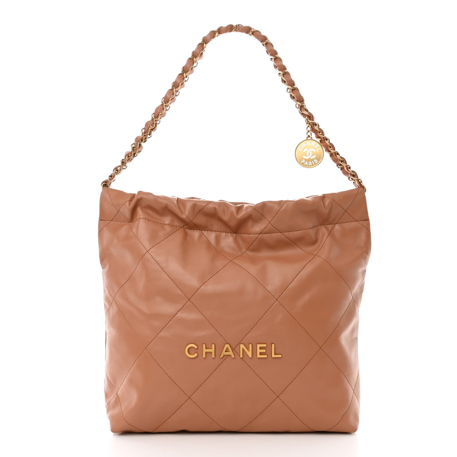 Chanel Shiny Calfskin Quilted Small Chanel 22 Beige 3 of 12
