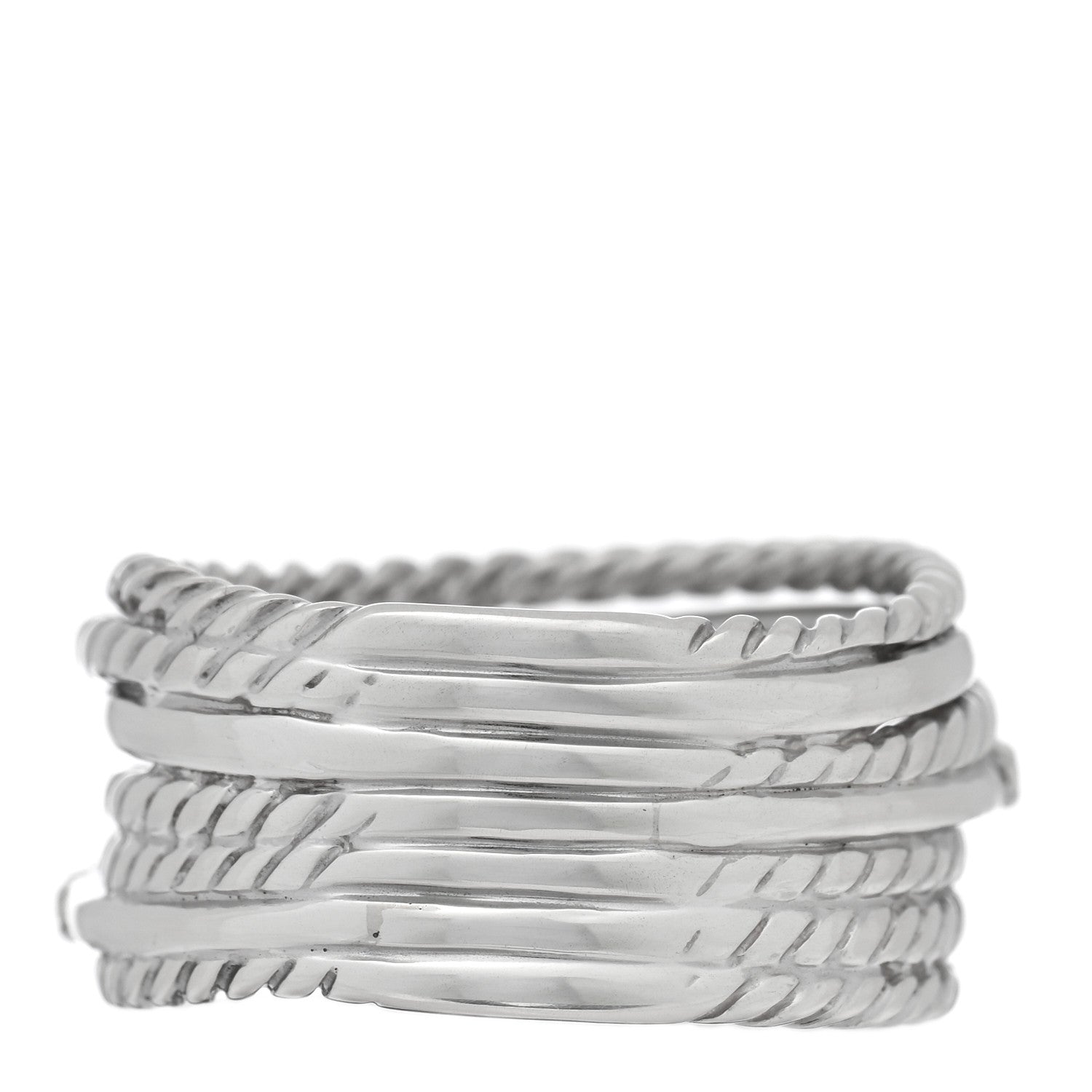 David Yurman Sterling Silver Diamond 12mm Wide Crossover Cable Ring 54 6.75 3 of 4