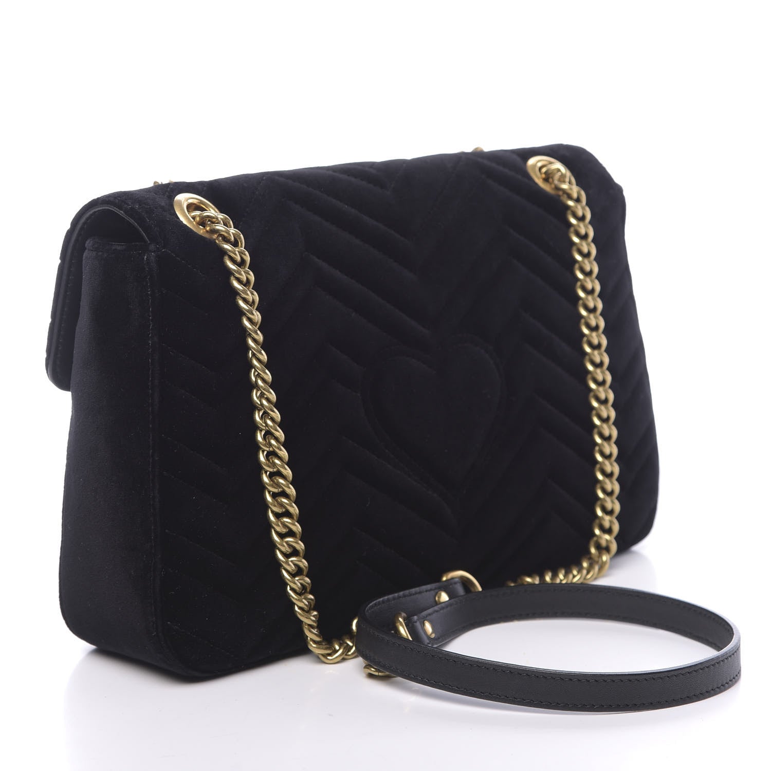 Gucci Velvet Matelasse Medium GG Marmont Shoulder Bag Black 3 of 10