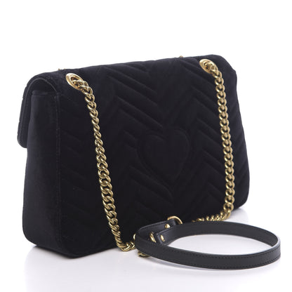 Gucci Velvet Matelasse Medium GG Marmont Shoulder Bag Black 3 of 10