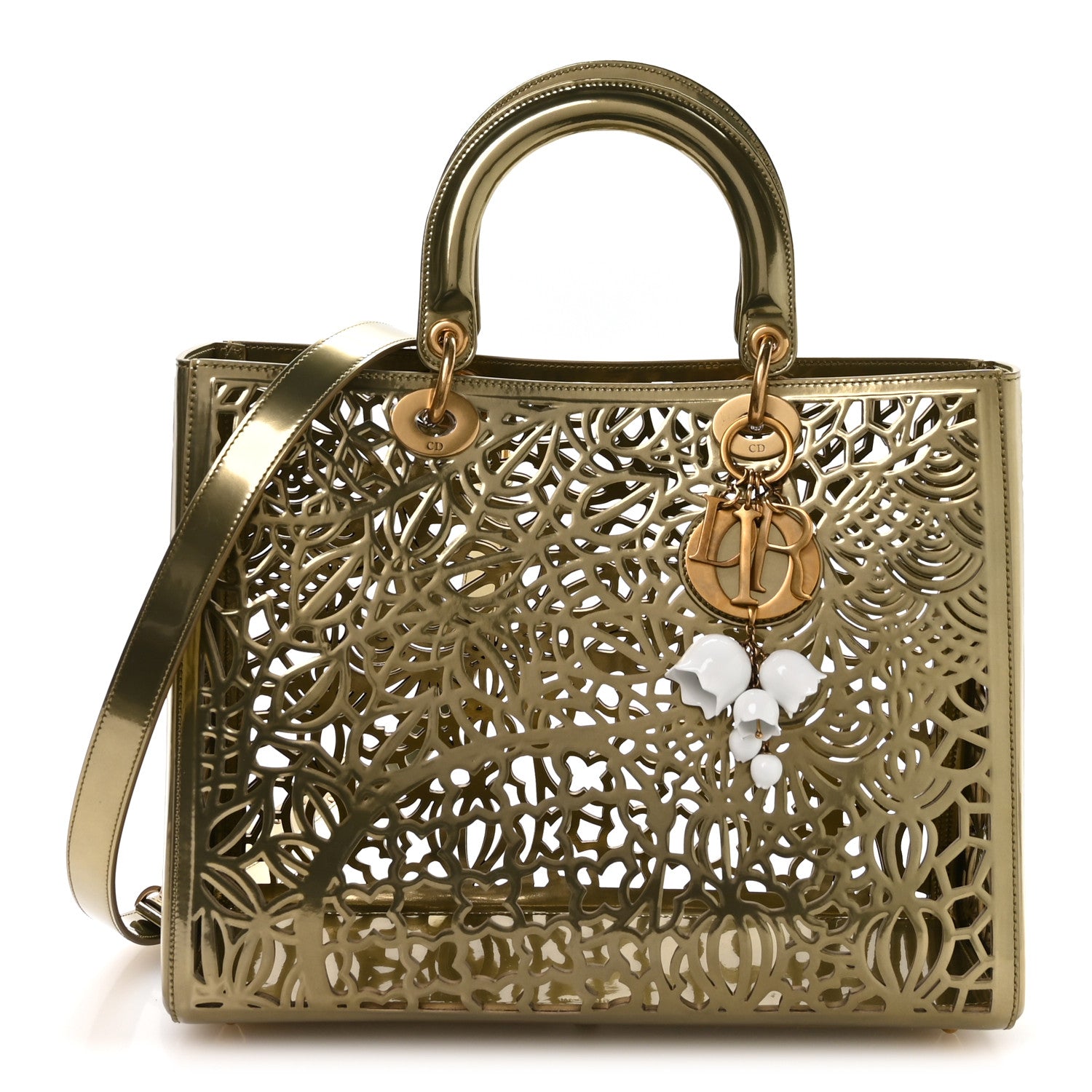 ☆早い者勝ち!!　Christian　Dior　Lady Dior Christian Dior X DAVID WISEMAN Metallic Calfskin Laser Cut Large