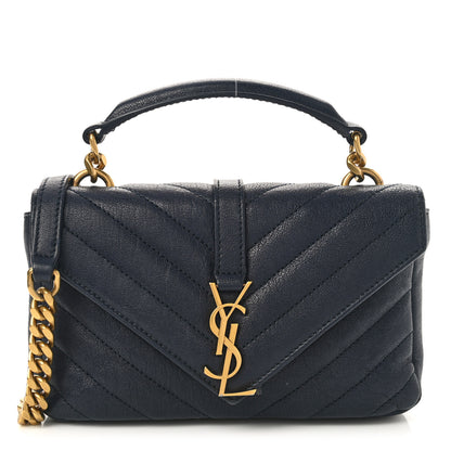 Saint Laurent Sheepskin Matelasse Chevron Monogram College Chain Wallet Deep Marine 1 of 15