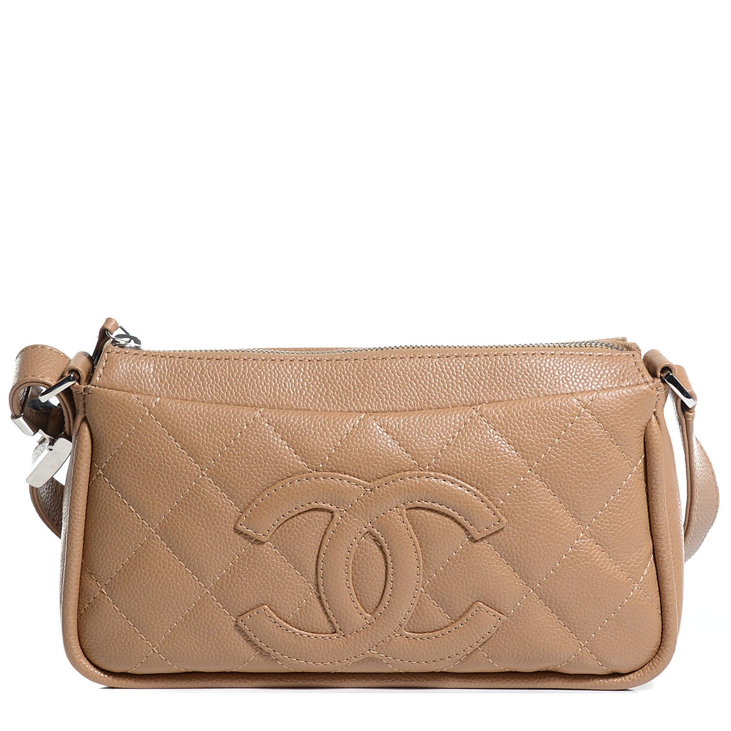 Caviar Quilted Shoulder Bag Beige