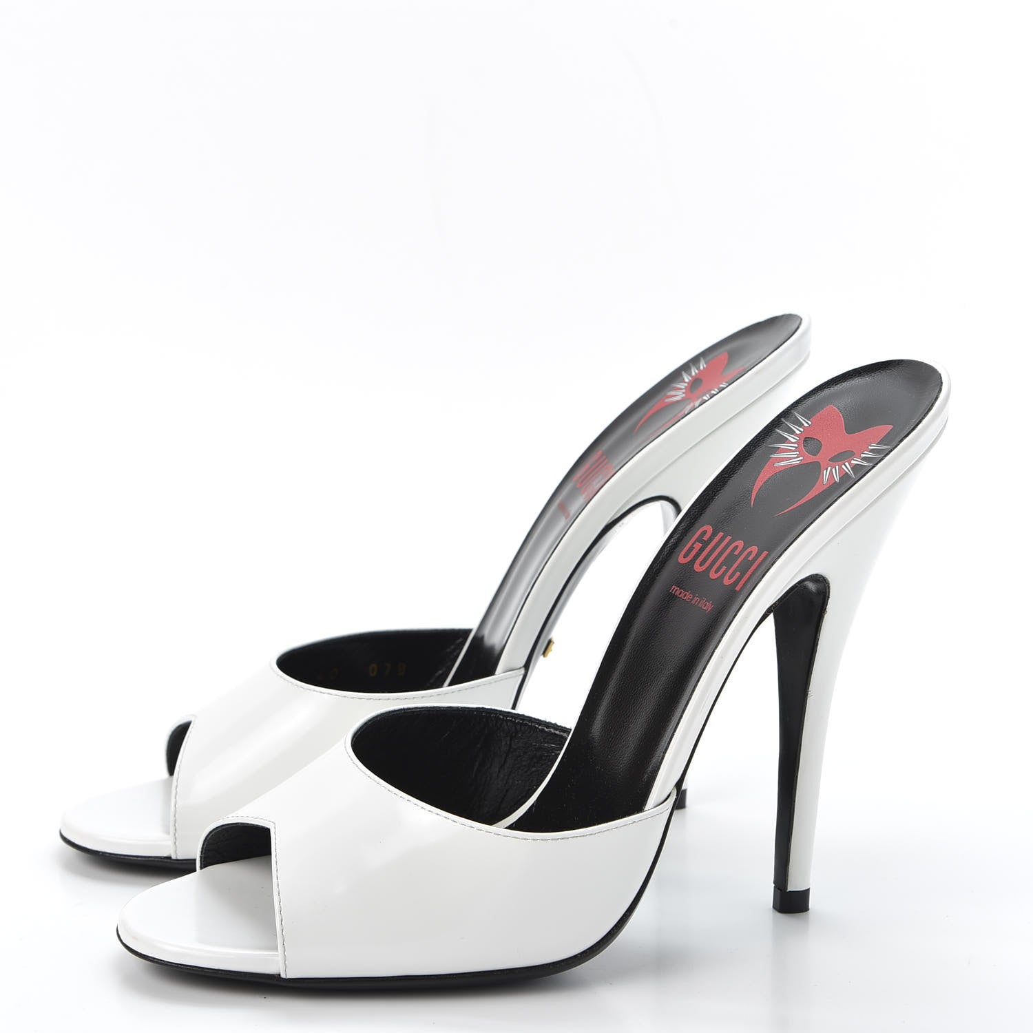 Gucci Polished Calfskin Scarlet High Heel Slide Sandals 40 Great White 3 of 11