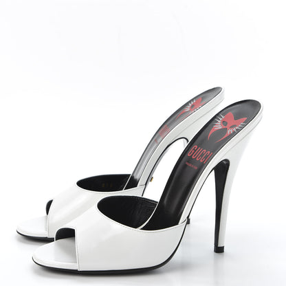 Gucci Polished Calfskin Scarlet High Heel Slide Sandals 40 Great White 3 of 11