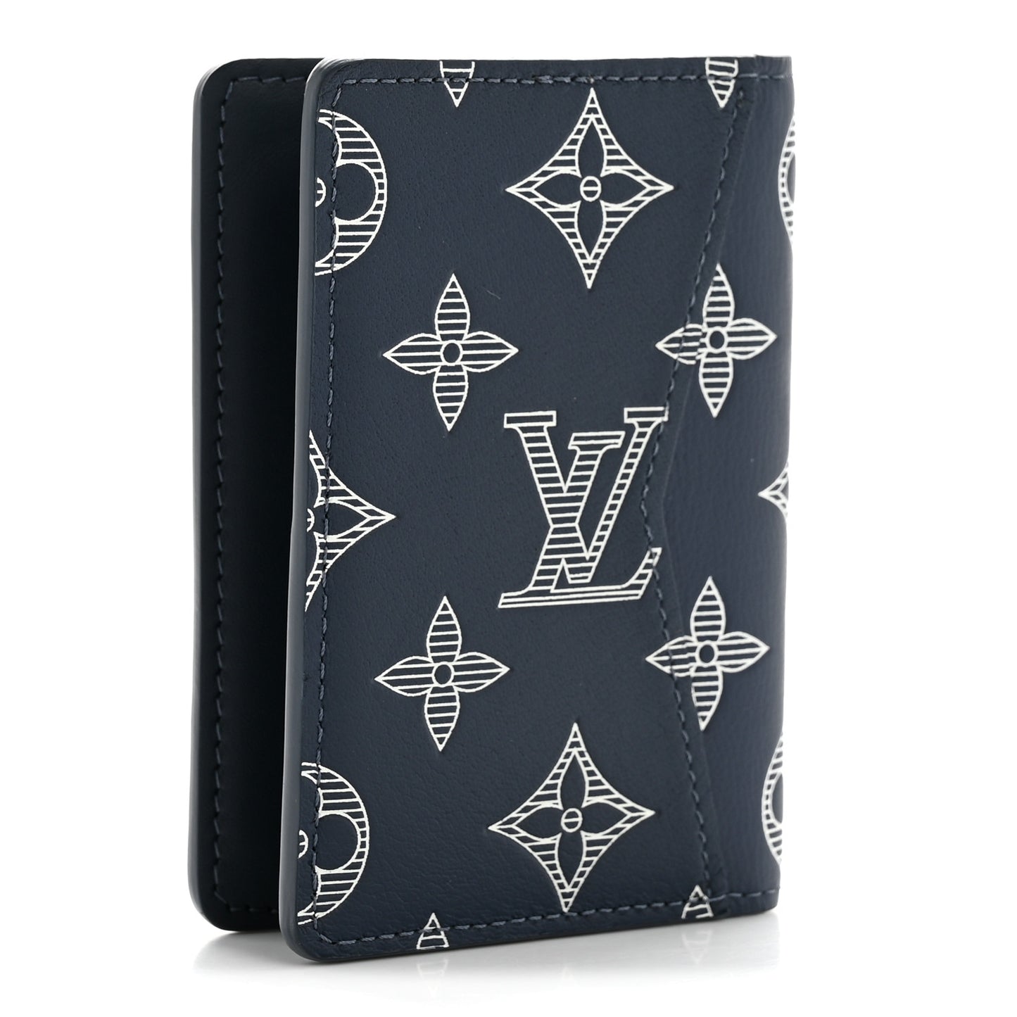 Calfskin Monogram Shadow Pocket Organizer Navy Blue White