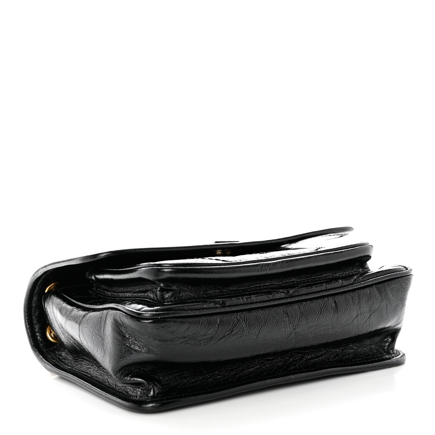 Crinkled Lambskin Matelasse Monogram Baby Niki Chain Satchel Black