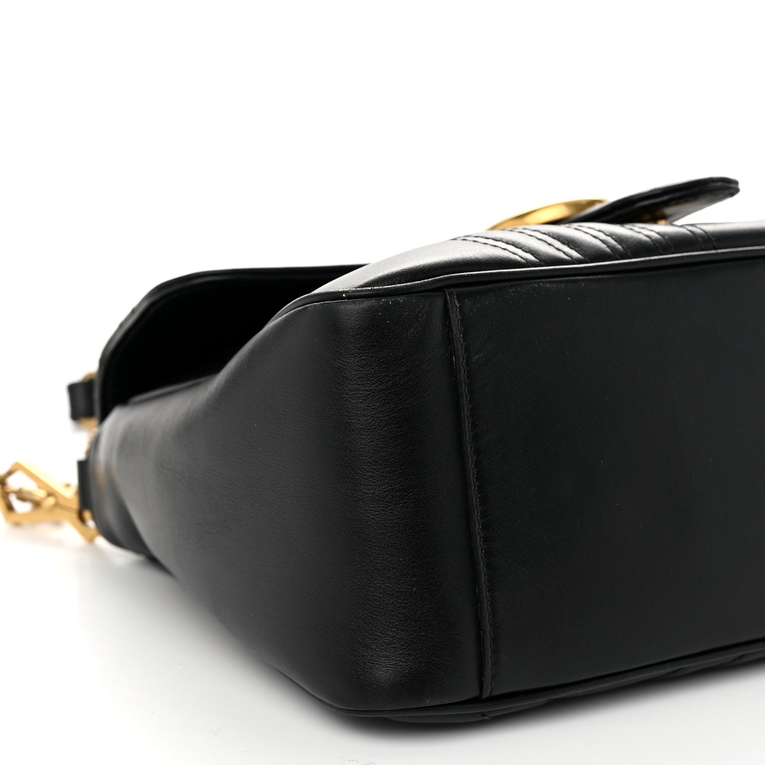 Gucci Calfskin Matelasse Small GG Marmont Top Handle Shoulder Bag Black 9 of 11