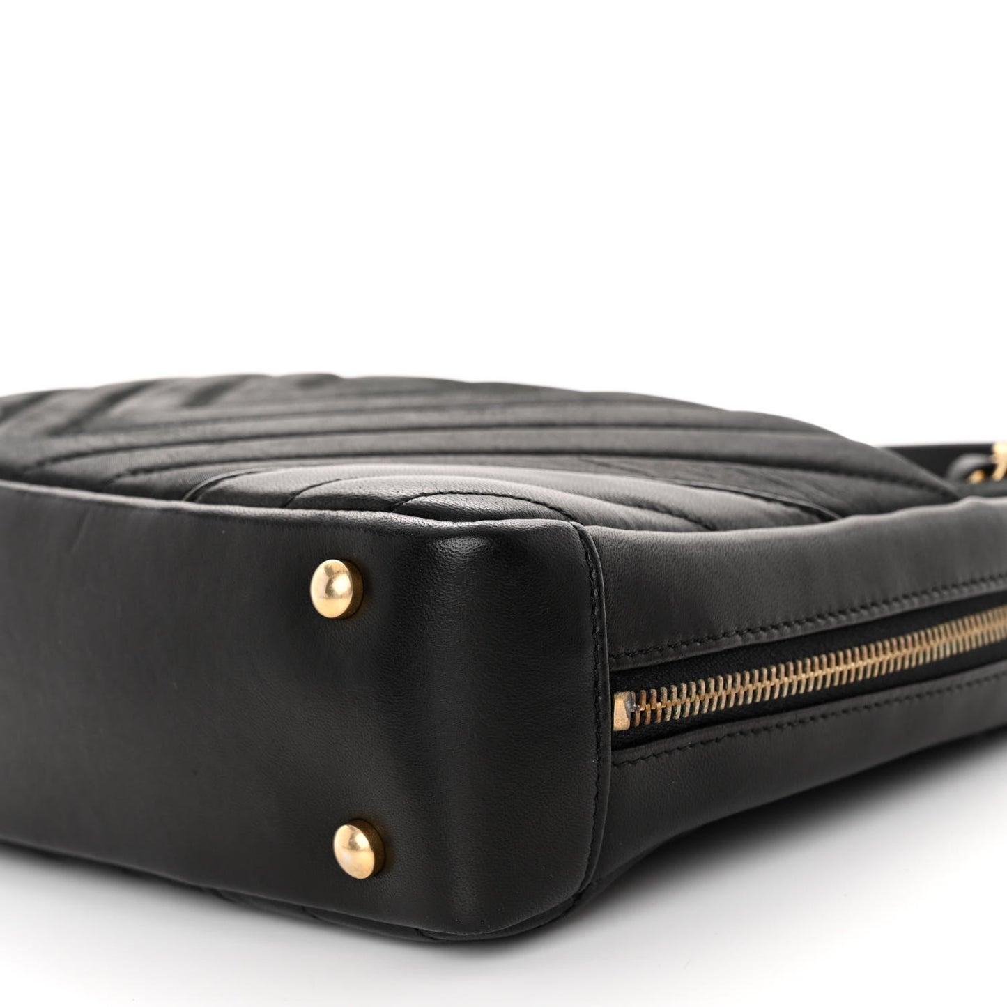 Iridescent Calfskin Lambskin Chevron Quilted Camera Case Black