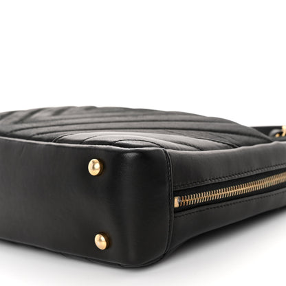 Chanel Iridescent Calfskin Lambskin Chevron Quilted Camera Case Black 10 of 11