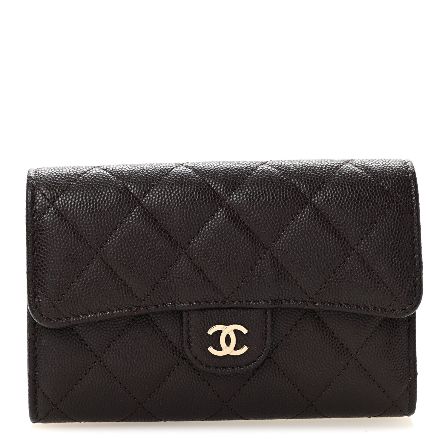 Chanel Caviar Quilted Medium Flap Wallet Dark Purple 1 of 8