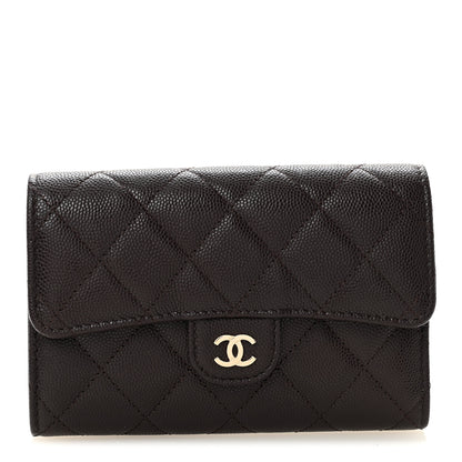 Chanel Caviar Quilted Medium Flap Wallet Dark Purple 1 of 8