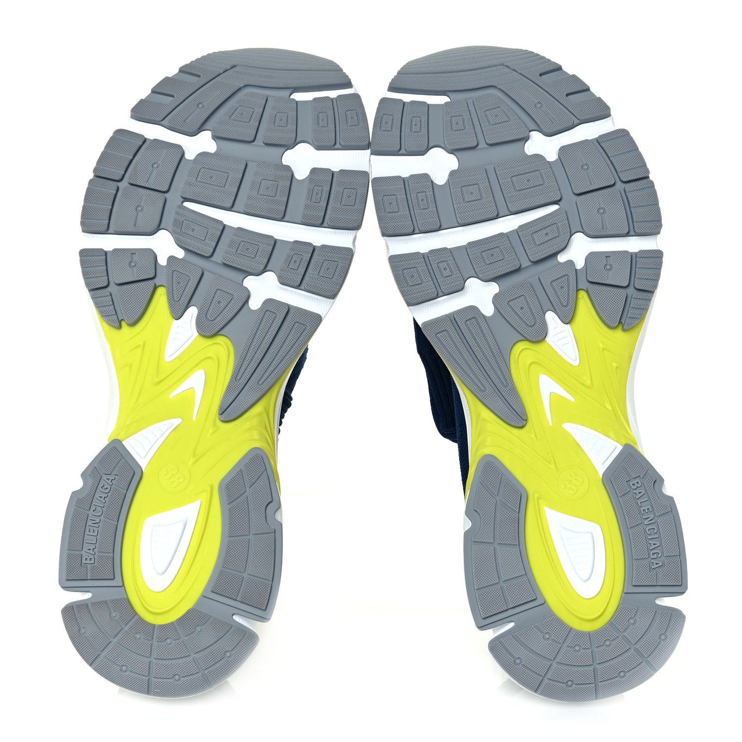 Technical Ribbed 3D Recycled Knit Tri-Color Womens Speed 3.0 Sneakers 38 Navy White Grey Fluo Yellow