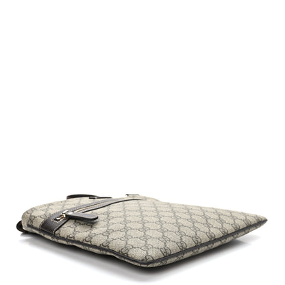 Gucci GG Supreme Monogram Selleria Calfskin Small Flat Side Zip Messenger Bag Beige Ebony Cocoa Dark Chocolate 5 of 10