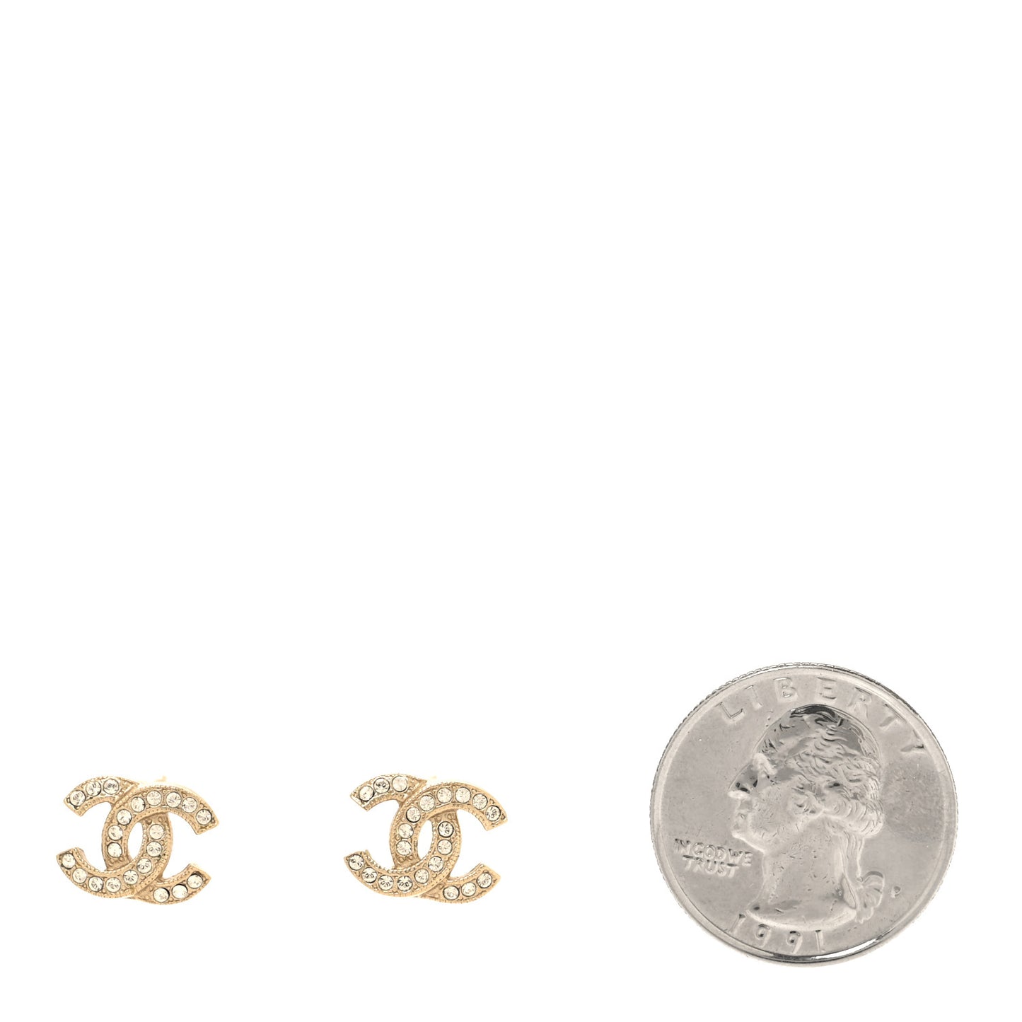 Crystal Mini Timeless CC Earrings Light Gold