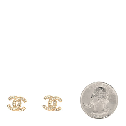 Chanel Crystal Mini Timeless CC Earrings Light Gold 2 of 5