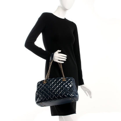 Chanel Patent Goatskin Quilted Small CC Eyelet Tote Blue 2 of 8