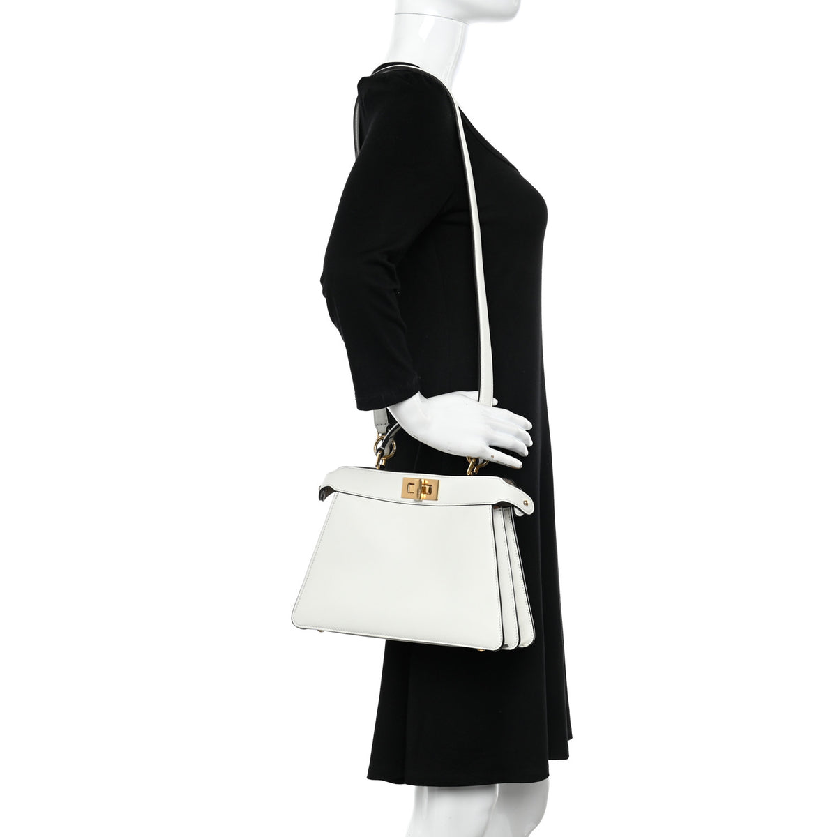 Vitello Seta Nappa Bi-Color Small Peekaboo I SEE U Satchel White Ice Light Rose Tortora
