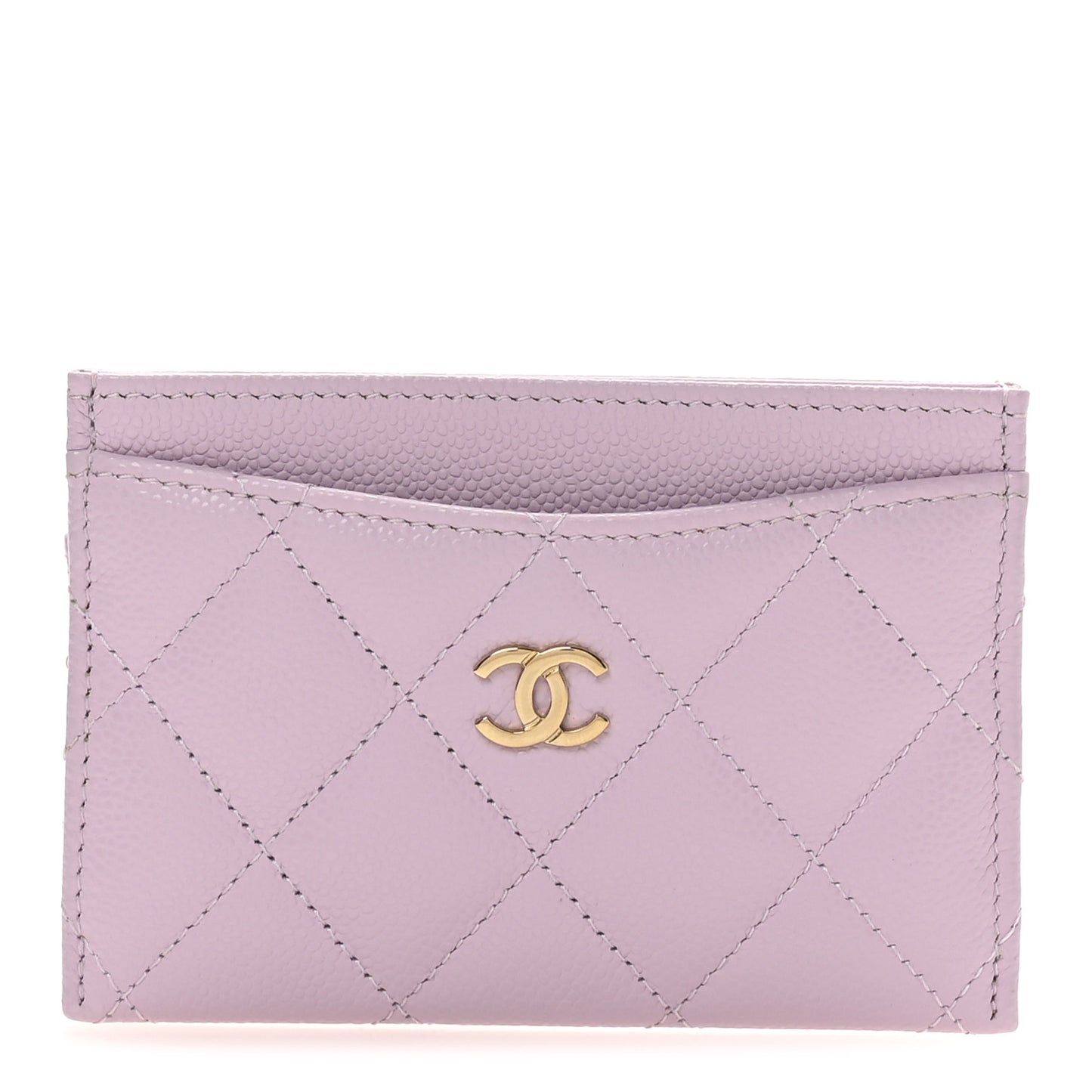 Caviar Quilted Card Holder Wallet Light Purple