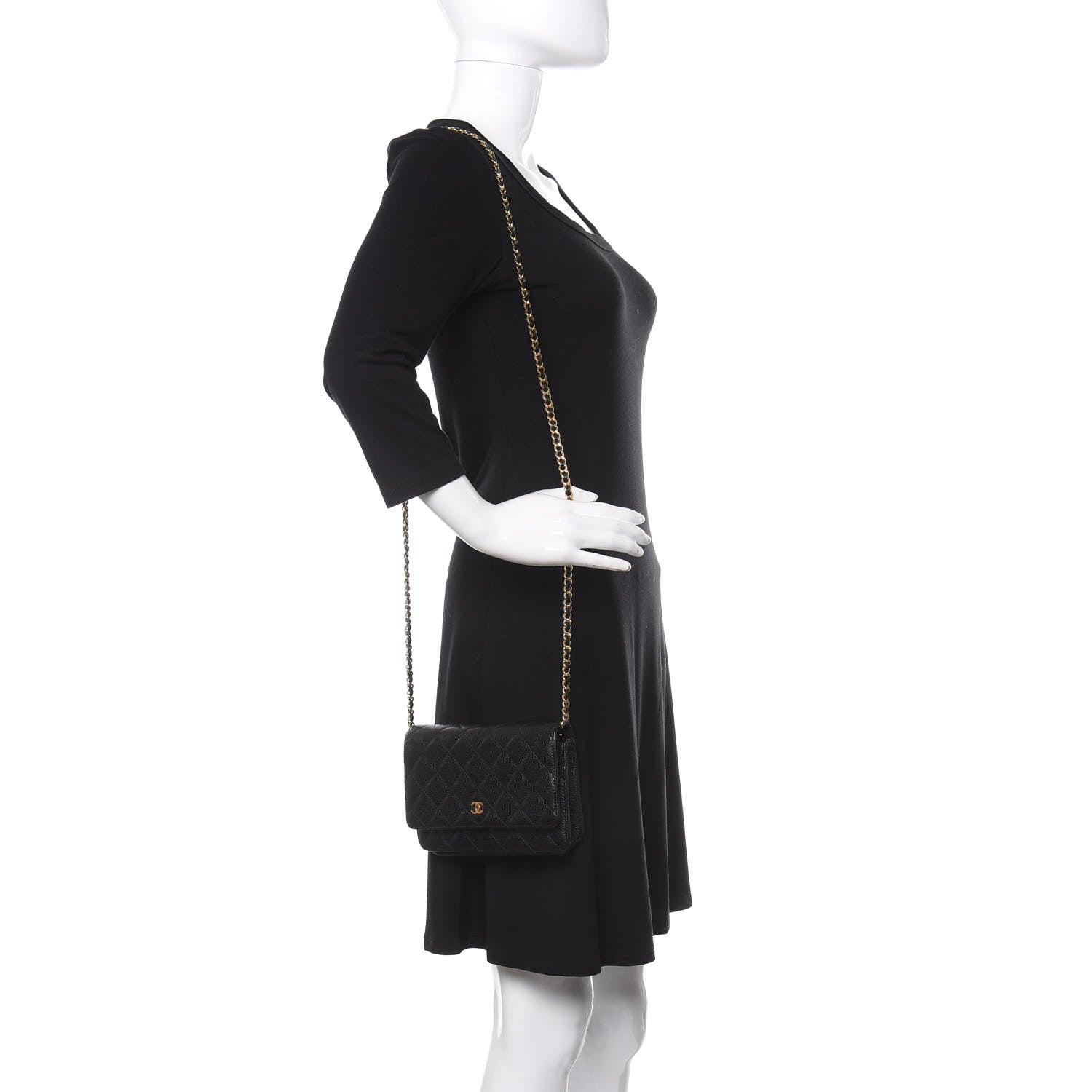 Chanel Caviar Quilted Wallet On Chain WOC Black 2 of 12