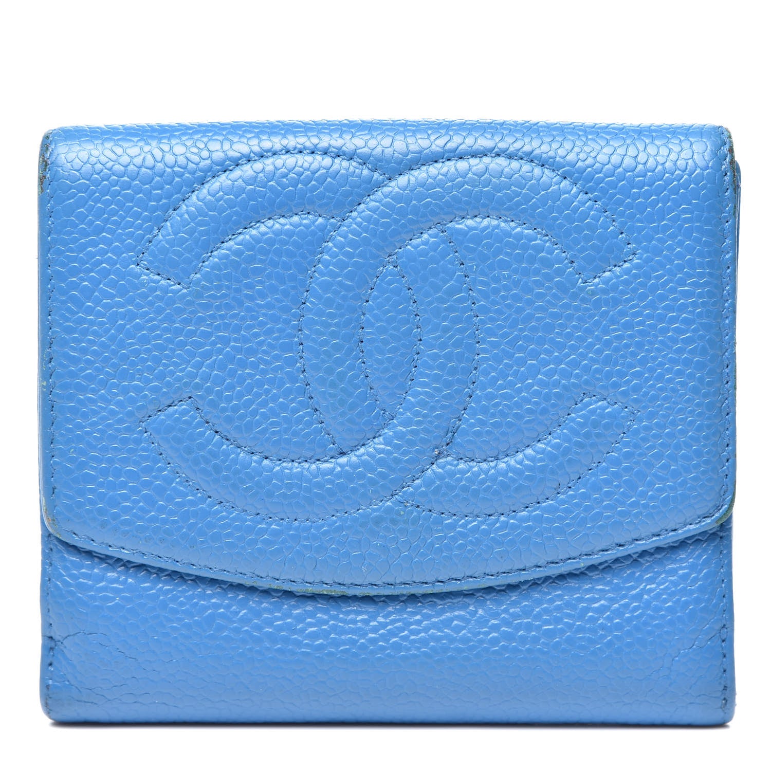 Chanel Caviar Timeless CC Compact French Wallet Blue 1 of 18