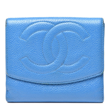 Chanel Caviar Timeless CC Compact French Wallet Blue 1 of 18